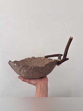 Artisan Handmade Bowl with Driftwood Handle/Natural Home Decor